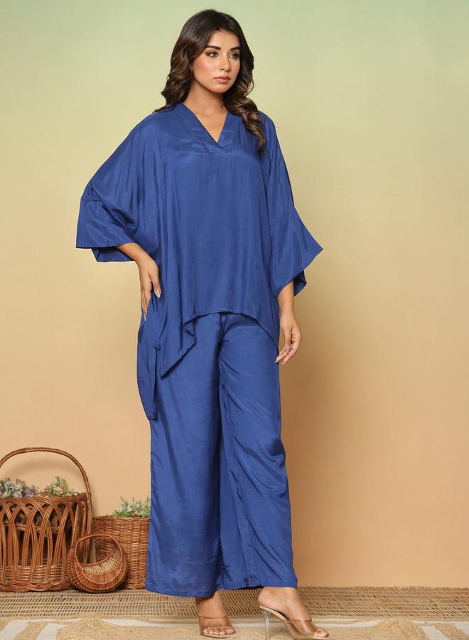 KASYA Dark Blue Muslin Co-Ord Set - Image 2